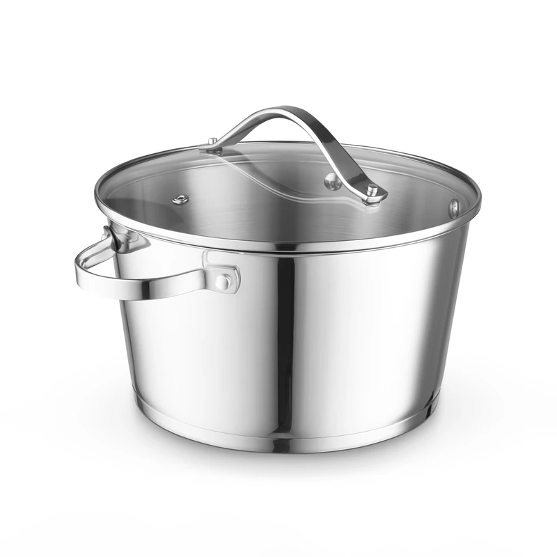 GF900264 Good Food in partnership Tower 24cm Casserole with Tempered Glass Lid, Satin Interior Finish, Induction Compatible, Stainless Steel