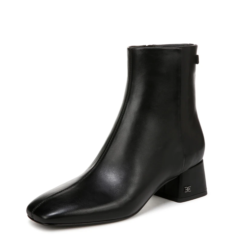 Sam Edelman Women Paige Short Boot - Dress Black Leather 8 Uk Medium Fit