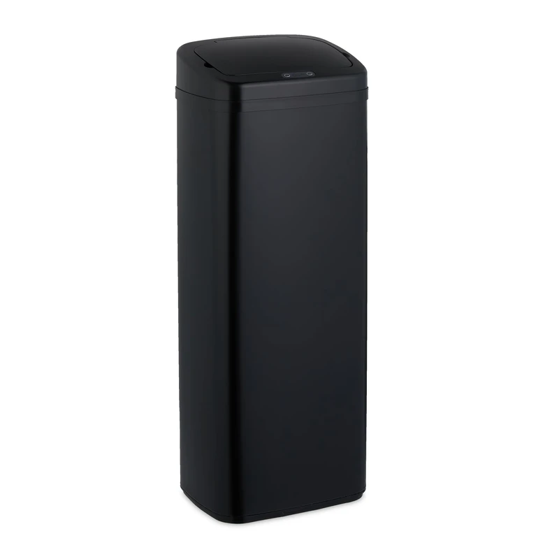 Relaxdays Kitchen Bin with Sensor, 50 L, Automatic Electric Lid, Waste Container, Rubbish Bag Holder, Black, Steel, Plastic
