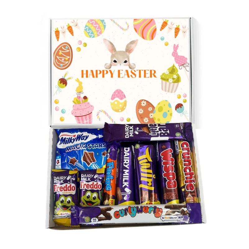 QLV Easter Chocolates Selection Box. Letterbox Gift Assortment Featuring 10 x Chocolate Bars. Perfect for an Egg Hunt