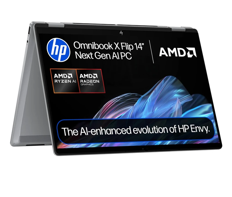 HP OmniBook X Flip NGAI 14" Laptop | CoPilot+ PC | AMD Ryzen AI 5 340 Processor | 16GB RAM | 512GB SSD | AMD Radeon 840M Graphics | 2K Touchscreen | Up to 19.5 Hrs Battery | Windows 11 | 14-fk0004sa