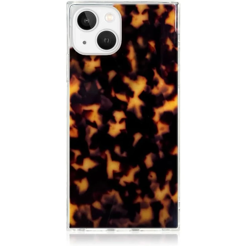 FLAUNT Square Protective Case - Compatible with iPhone 15 - Compatible with Wireless Charging - Drop-Tested & Shockproof - The Official Square Phone Case (Tortoise Shell)