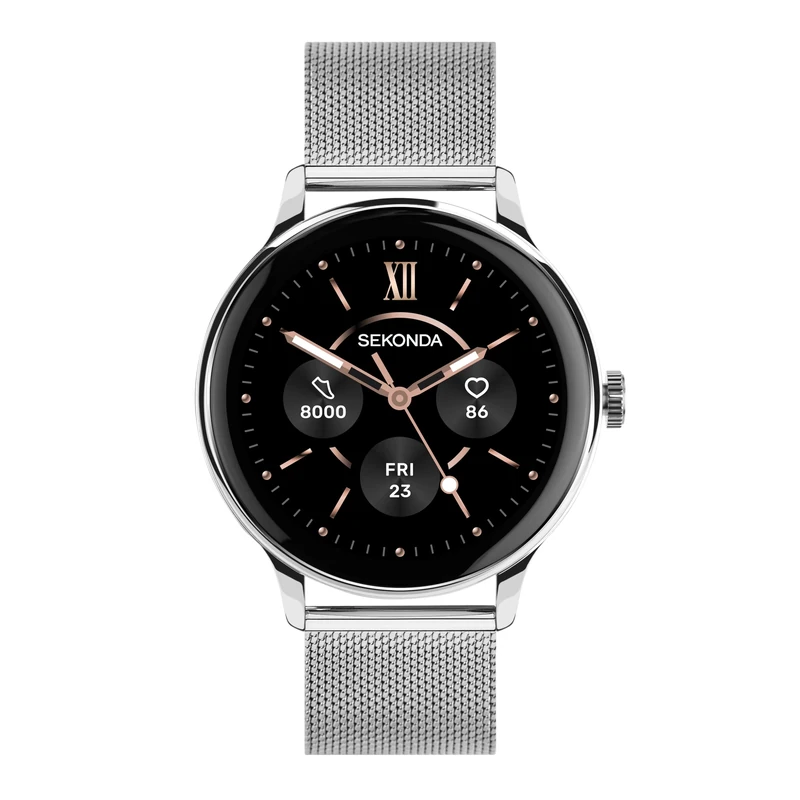 Sekonda 42mm Flex Plus Smart Watch in Silver with Silver Mesh Stainless Steel Bracelet