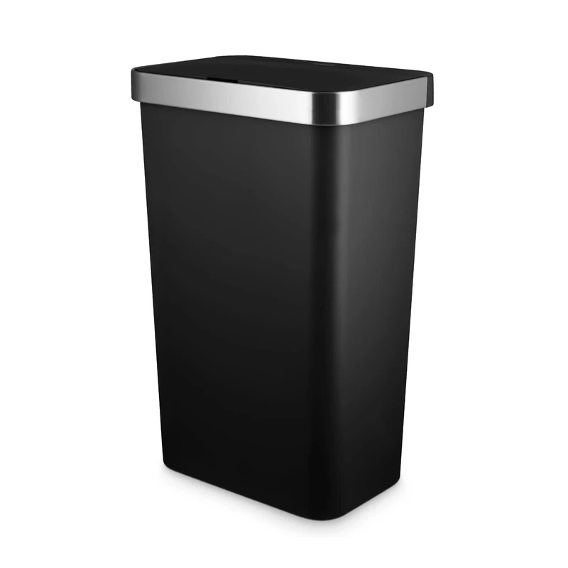 Tower Rectangular ABS Sensor Bin with Bin Liner Retainer Ring, 50L, Black