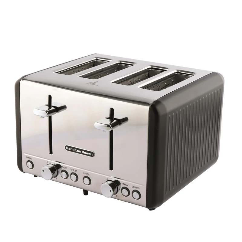 Hamilton Beach Toaster 4 Slice, Harmony, 1850W, 6 Browning Controls, Defrost, Reheat & Cancel Settings, Removable Crumb Tray, High Lift Eject, Espresso - HBT018B - Image 1