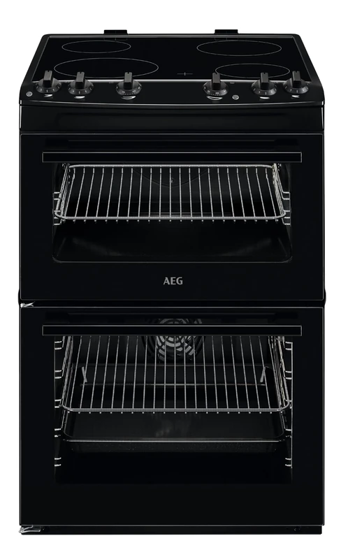 AEG 5000 Series SurroundCook Cooker with Ceramic Hob CCX6501ACB, XXL Capacity 77L/39L, Multilevel Cooking, Grill and Defrost Function, Auto-Stop, Aqua/Steam Cleaning, 894-912x600x600mm, Class A, Black