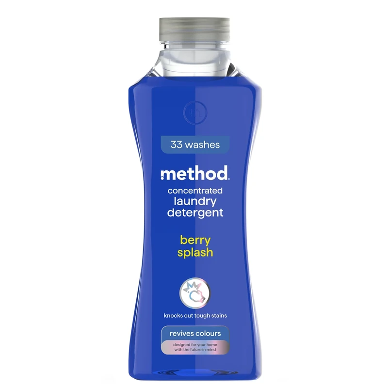 method Concentrated Laundry Detergent, Washing Liquid Fresh Berry Scent, 1 x 33 Washes, 1 x 990ml