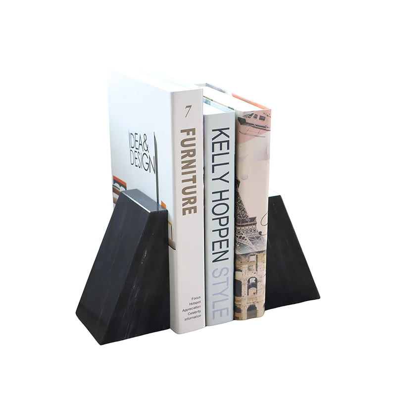 Fox Run Black Marble Decorative Bookends, Set of 2 Heavy Bookends, 3" x 5"