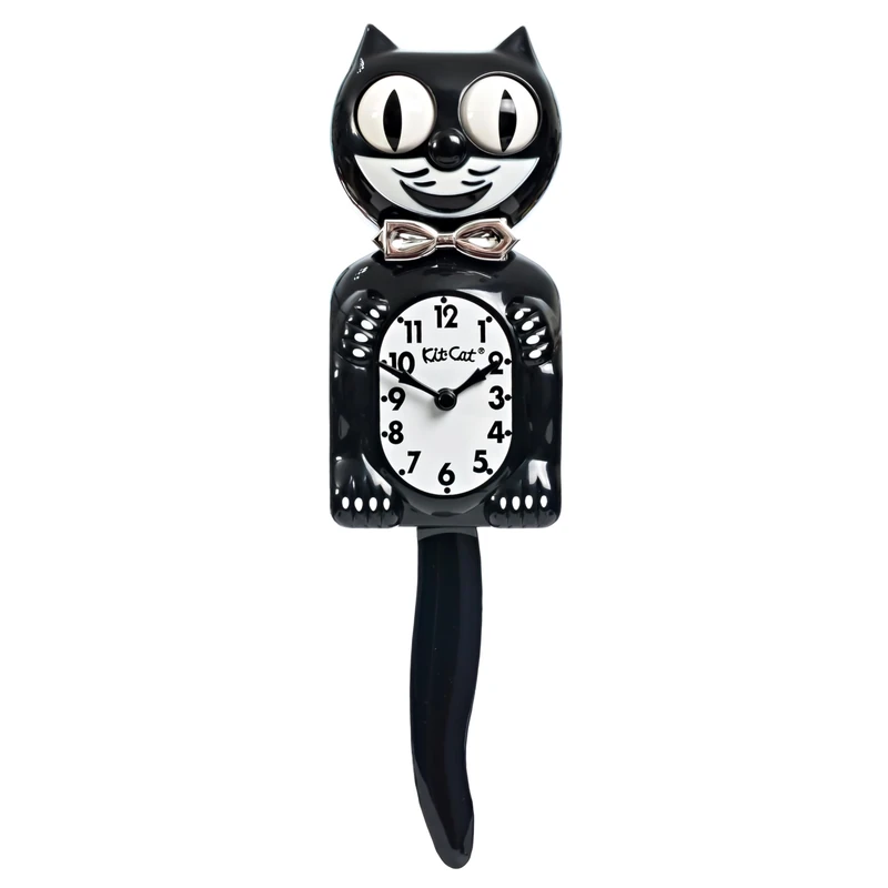 Kit-Cat Tuxedo Clock, Limited Edition Anniversary, Black with Chrome Bow Tie, Classic Moving Eyes and Tail - Image 1
