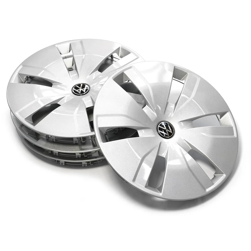 Volkswagen Wheel Covers Original, Plastic, Silver, 16 Inches, For Steel Wheels, Model T7 New Transporter, Part No. 7TG071456, Set of 4 Pcs