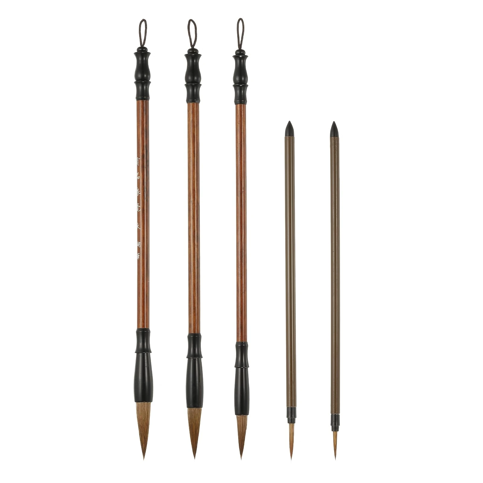PATIKIL Calligraphy Brush, Mix Hair Chinese Calligraphy Pen Chinese Calligraphy Ink Writing Brush Set Chinese Japanese Art Supplies for Watercolor Calligraphy Beginner, 5 Pcs