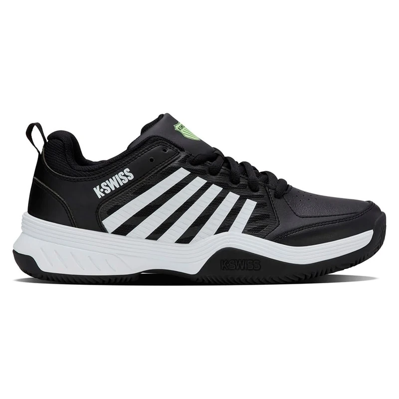 K-Swiss Men's Court Express 2 Clay Tennis Shoe, Black/White/Soft Neon Green, 9.5 UK