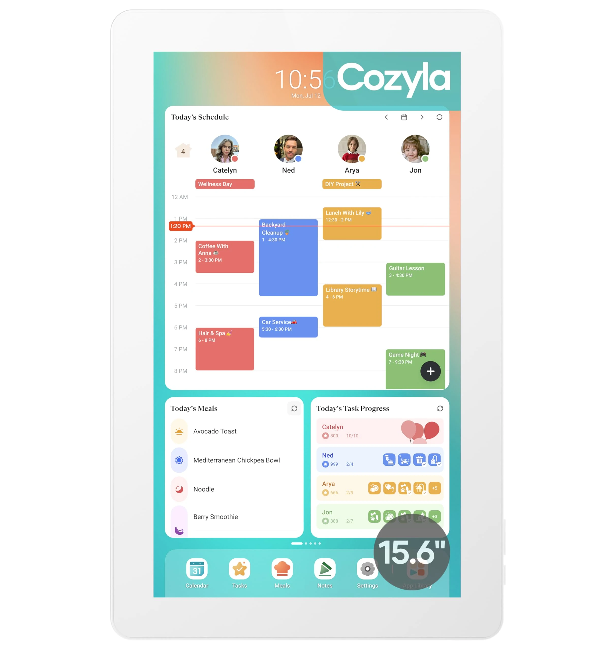 Cozyla Mate - Digital Calendar + 2: 15.6 inch Touch Screen Wall Calendar Customizable Chore Chart Smart Electronic Calendar for Family Schedules Planner