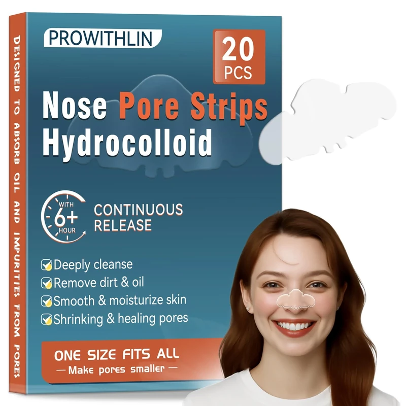prowithlin 20 Pcs Nose Strips – Gentle Hydrocolloid Patches for Blackheads, Oil Control and Pore Care – Pore Strips Blackhead Remover for All Skin Types