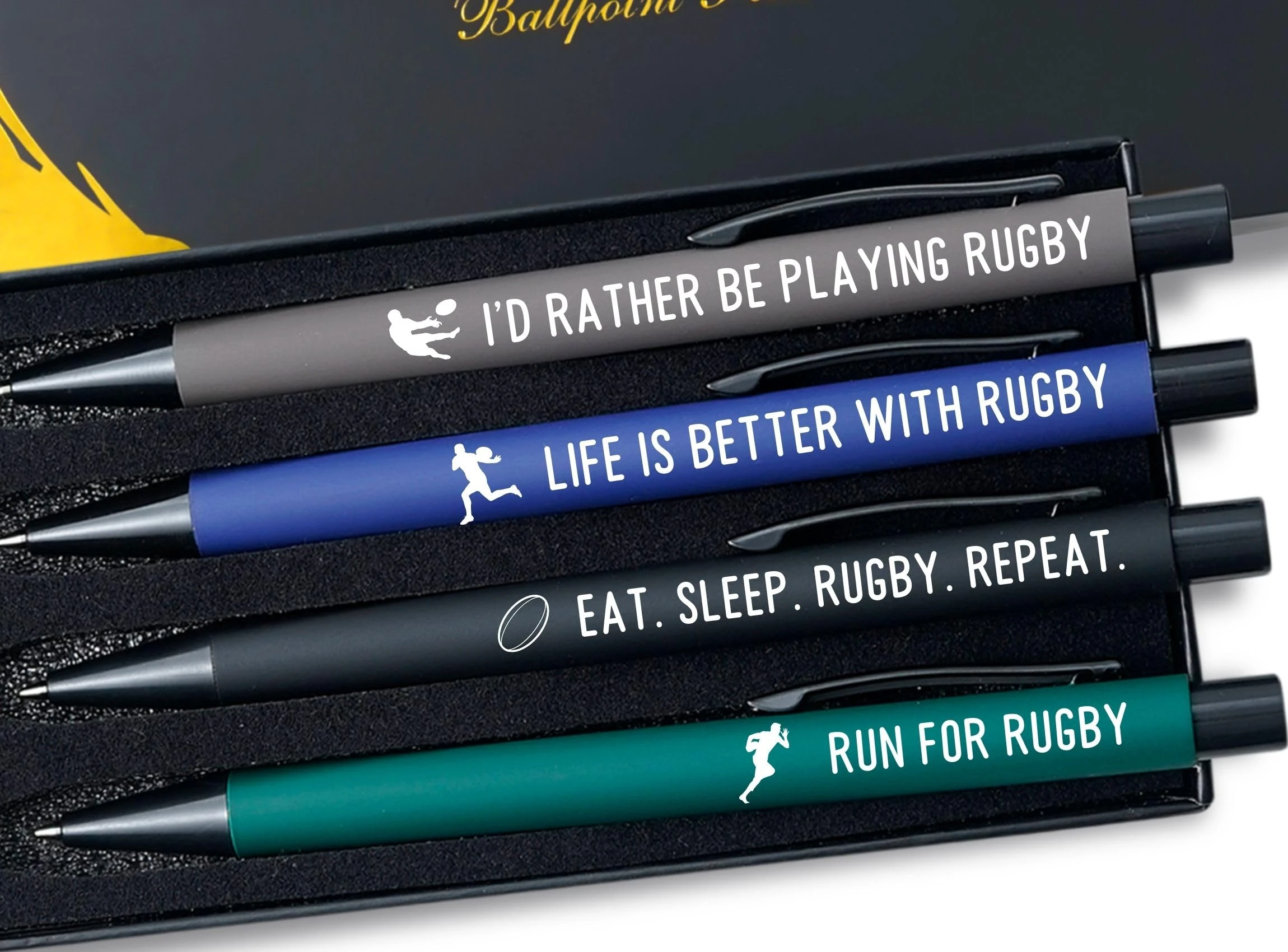 INNObeta Rugby Gifts, Ballpoint Pen Set of 4