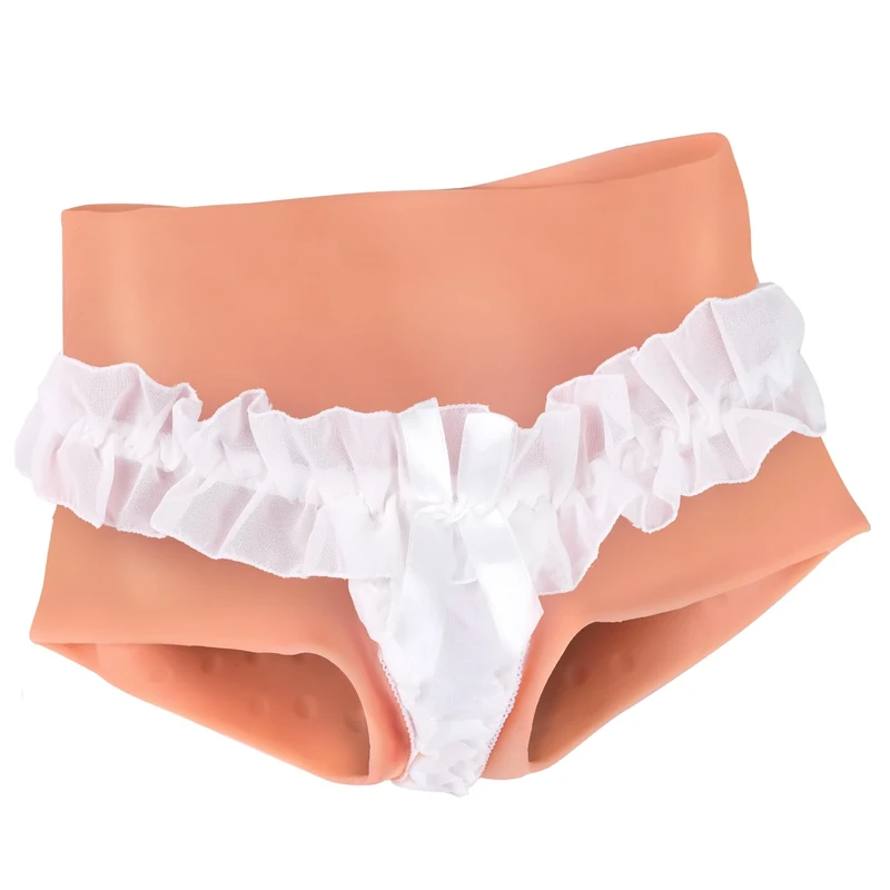 YEEFAIRY Silicone Crossdresser Contouring Underwear Realistic Briefs with Artificial Female Appearance & Function for MTF Transgender Cross Dressing Cosplay Pants (Bronze, M Size)