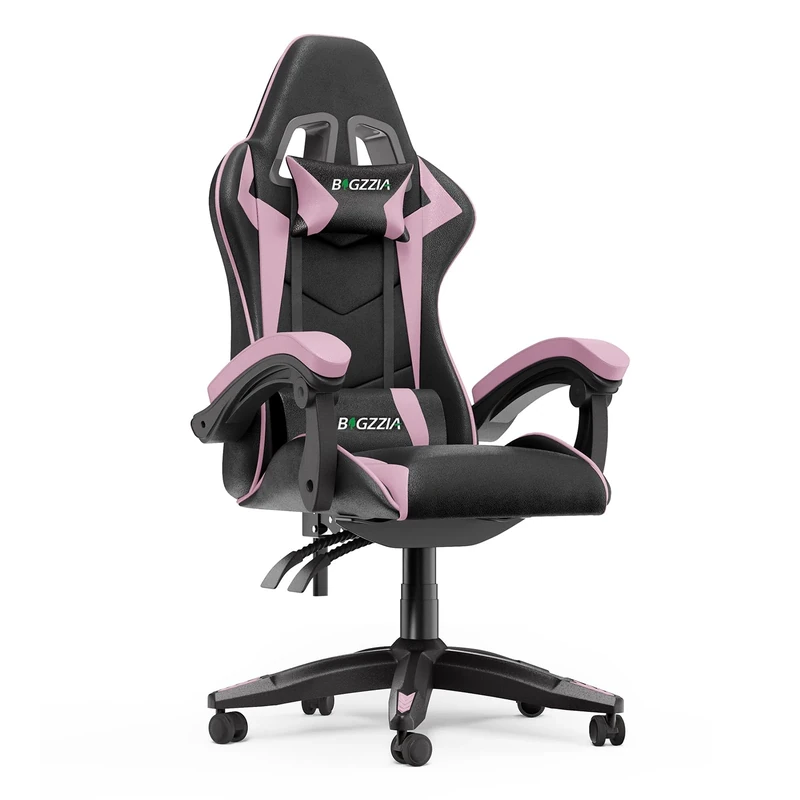 Racingreat Ergonomic Gaming Chair with Adjustable Height, Reclining Feature, Headrest, and Lumbar Support for Adults (Basics, Black/Pink)