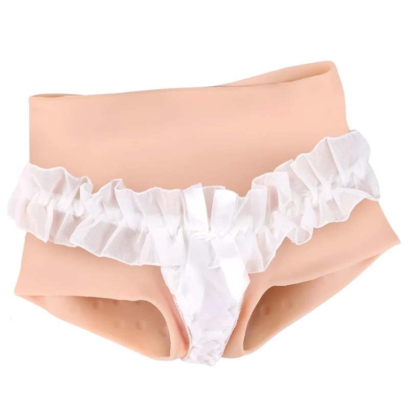 YEEFAIRY Silicone Crossdresser Contouring Underwear Realistic Briefs with Artificial Female Appearance & Function for MTF Transgender Cross Dressing Cosplay Pants (Ivory White, M Size) - Image 1