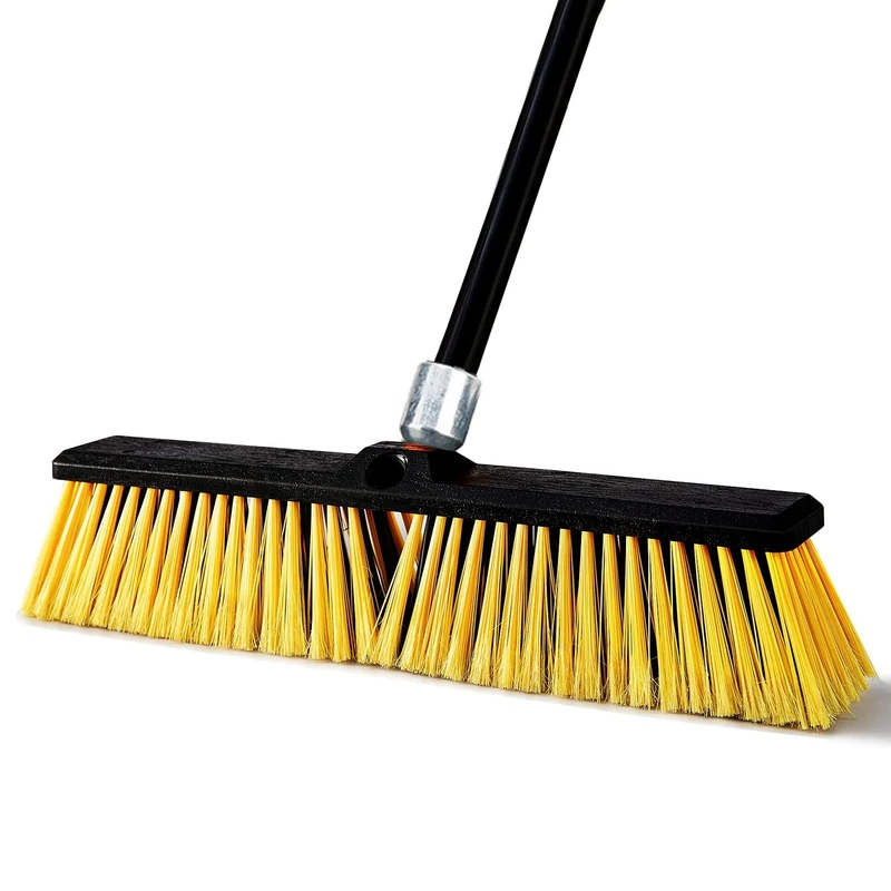 Woobroo Garden Broom, Yard Brush Heavy Duty Outdoor,Telescopic Long Handle,for Cleaning Bathroom Kitchen Patio Garage Deck Concrete Wood Stone Tile Floor