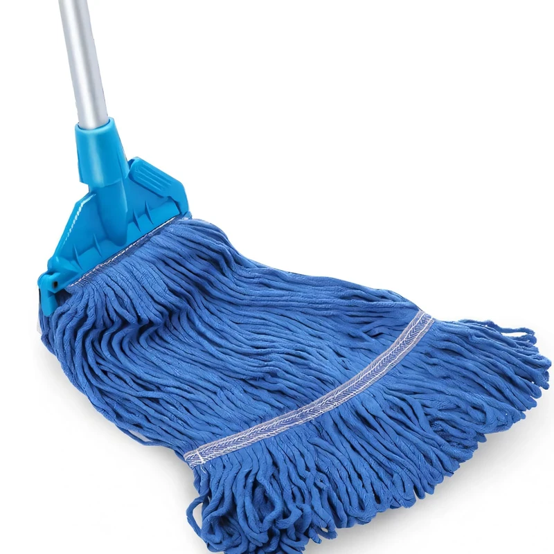 Woobroo Industrial Mop Heavy Duty Commercial String Mops, 2 Mopping Heads Wringer System with Wheels For Home Commercial School Restaurant Office Pub