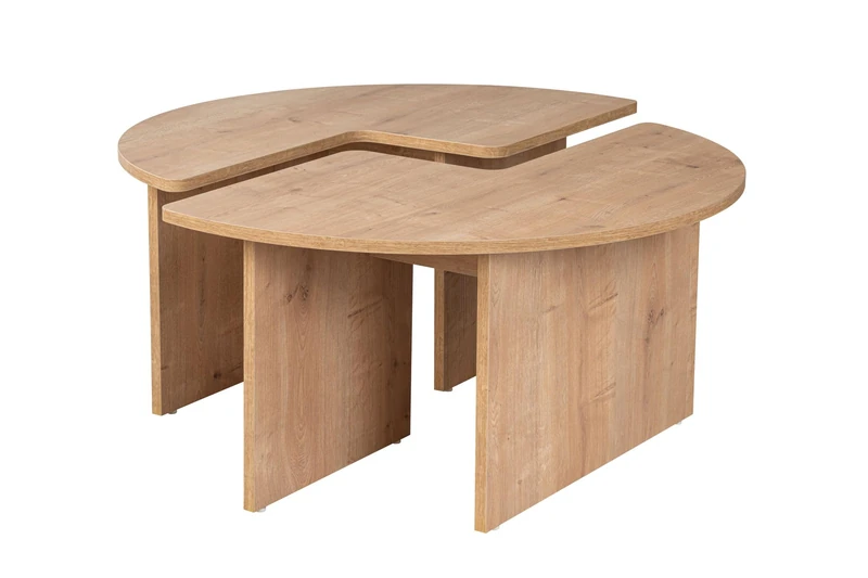 Stylish Oak Coffee Table, Diameter 90 cm, 41 cm Height, 100% Melamine Coated Particle Board, 18 mm Thick, Perfect for Modern Living Rooms and Cosy Spaces