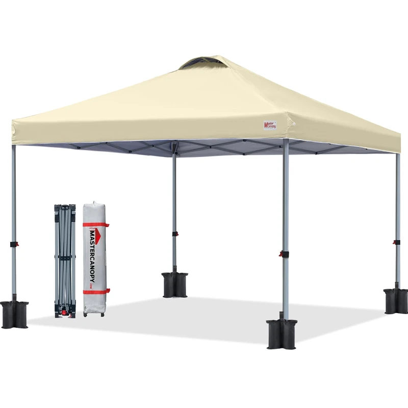 MASTERCANOPY Durable Ez Pop-up Gazebo Tent with Roller Bag (2.5x2.5M,Beige)