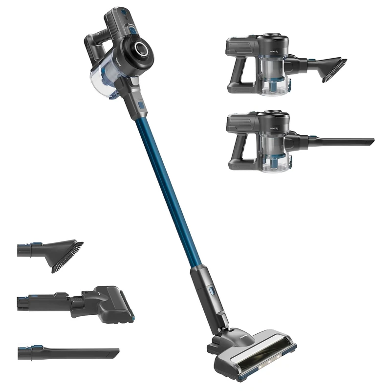 H.Koenig UP610 2-in-1 Cordless Stick Vacuum Cleaner, Lightweight Powerful 150W, LED Brush, 22.2V, 40min Battery Life, Floor Cleaning, Carpet, Car, Pet Hair, Blue - Image 1