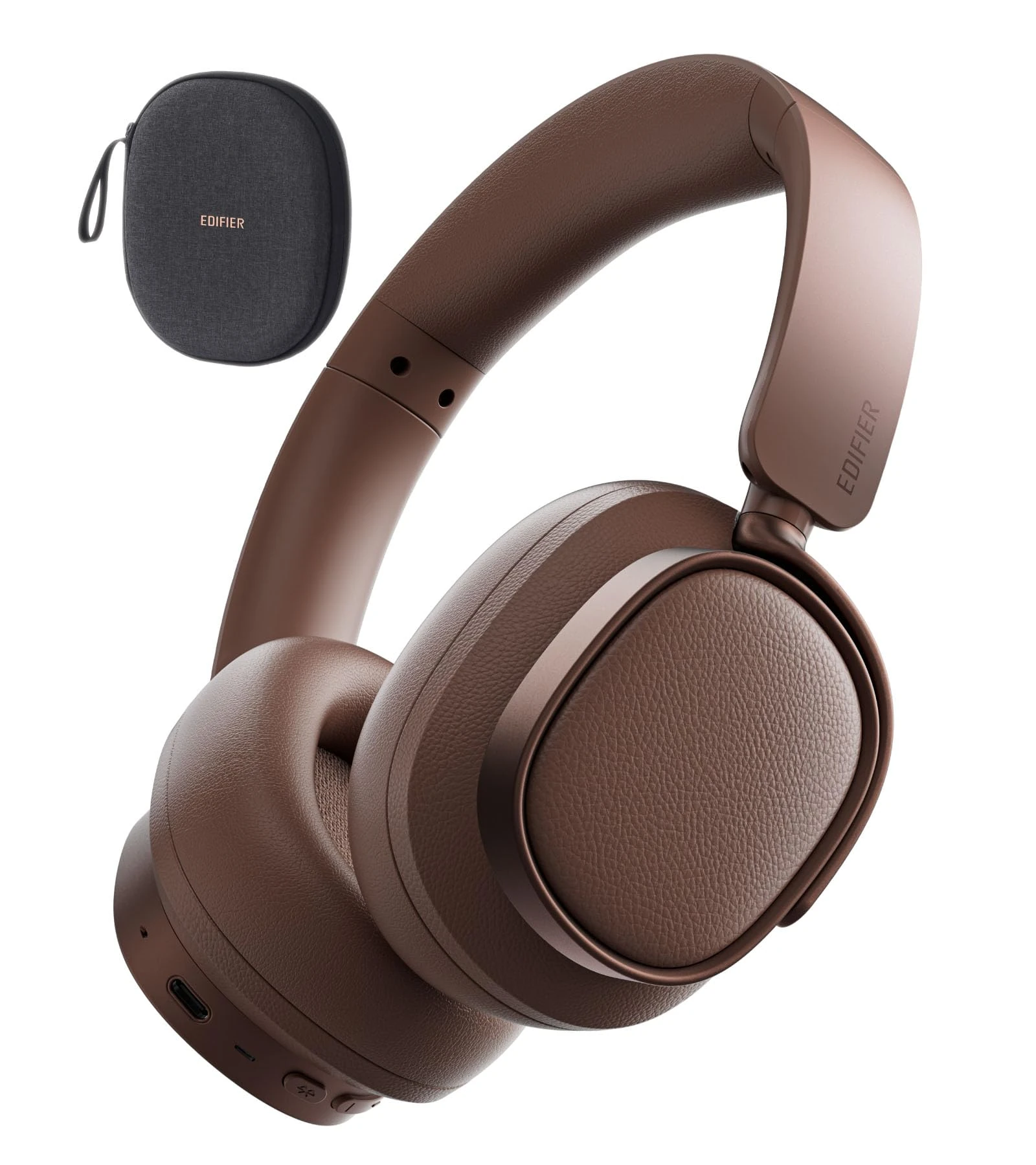 Edifier ES850NB Hybrid Active Noise Cancelling Headphones Wireless Over-Ear Headphones, Foldable Bluetooth V5.4 Headphone, Hi-Res Audio Wireless, LDAC, 92H ANC Playtime, AI Call, Touch Control - Brown