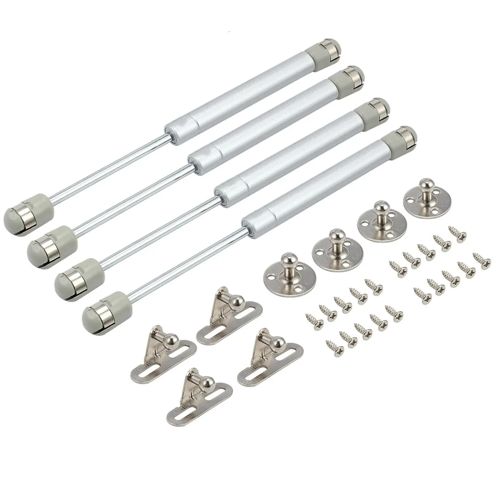 Bohaner 4Pcs 40N Gas Struts Cabinet Door Hinges Lift Up Spring Flap Silver Gas Strut Support Stay Bar Kitchen Cupboard Box 40N Pressure