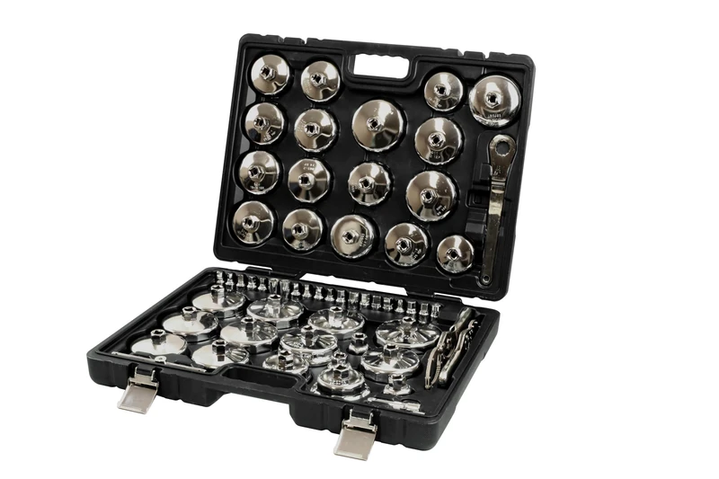 Laser 9128 Oil Filter Cup Wrench & Drain Key Kit - 58pc, Silver