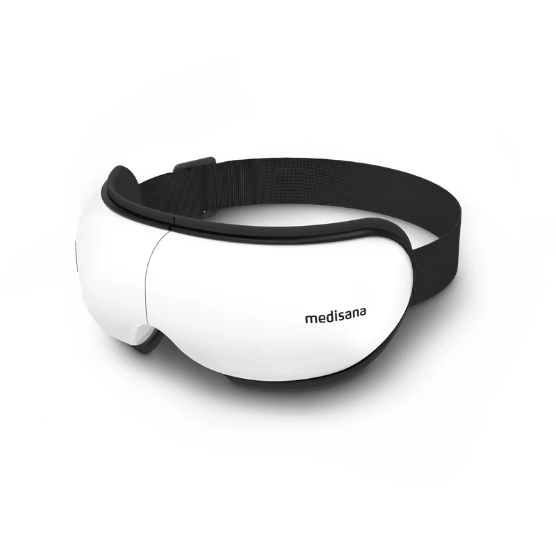 medisana EM 100 Eye Massager Mask, Heated Air Compression and Vibration Eye Therapy with Bluetooth Music, 5 Programs, Foldable Rechargeable Relaxation Goggles