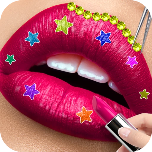 Lip Art DIY Makeup Kit Satisfying Girls ASMR Lipstick Lips Done Fashion Makeover Salon Beauty Art Paint Color Design Coloring Games