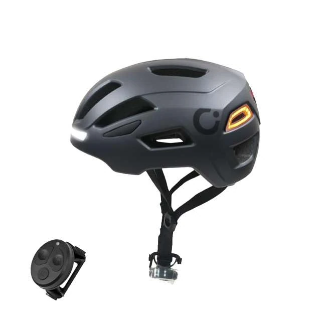 Cecotec Urban Helmet for Bike and Scooter Size L-XL Adjustable BrainGuard Flash S-M. Flashing and Bluetooth Rear Light, Front Light, Lightweight, USB-C Charging, Optimized Ventilation, Grey
