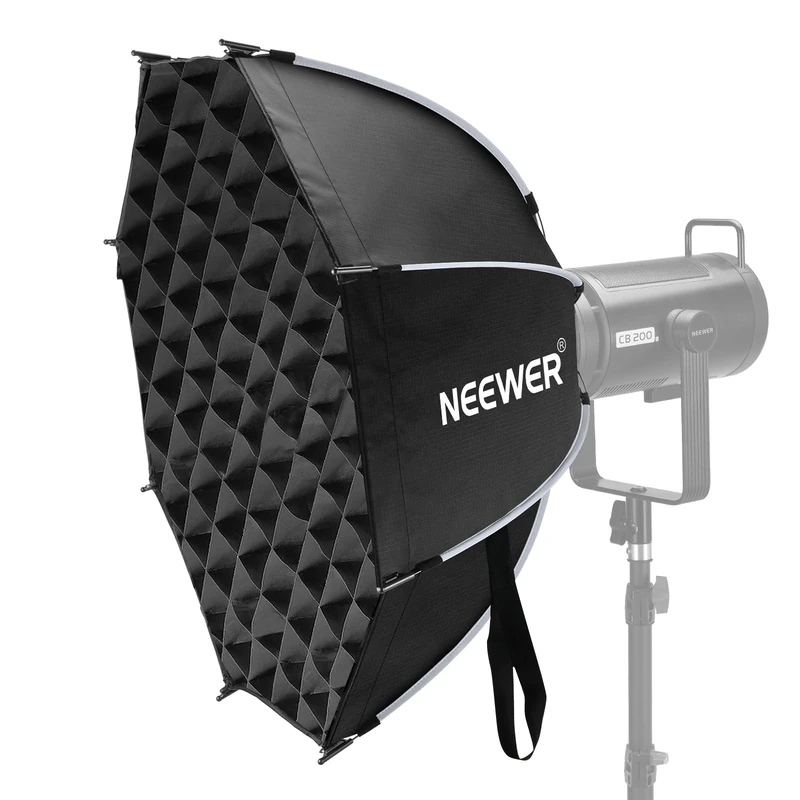 NEEWER 25.6'' Octagonal Softbox, Quick Release Parabolic Soft Box with Bowens Mount, Diffusers, Grid, Bag Compatible with Aputure 120d Compatible with Godox SL60w NEEWER Q4 AS600B CB300B Q300, NS65P