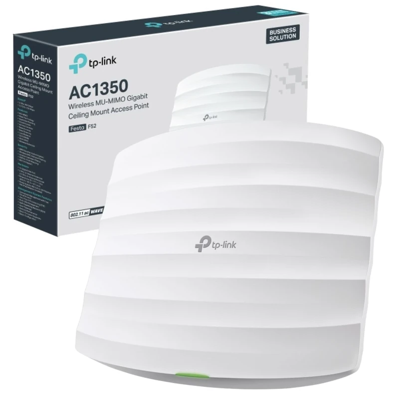 TP-Link Festa F52 Wireless Access Point, AC1350 MU-MIMO Gigabit Ceiling Mount WiFi Access Points, Seamless Mesh Networking, Free cloud, Easy set up, PoE or DC Powered, Power Adapter Included