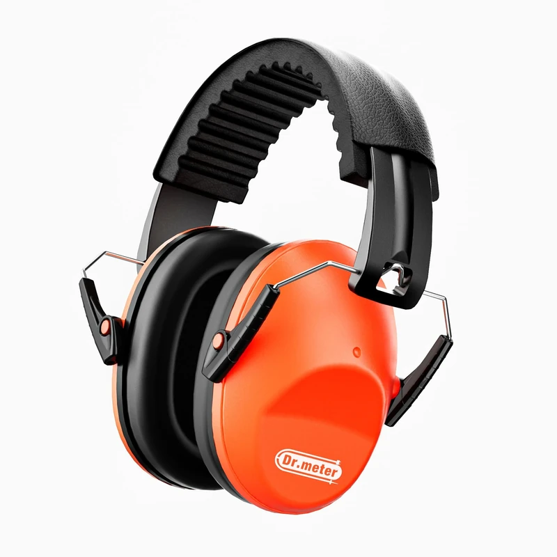 Dr.meter Children Ear Defenders SNR 27dB Protective Earmuffs with Noise Blocking Ear Muffs for Sleeping & Studying - Adjustable Head Band - Orange