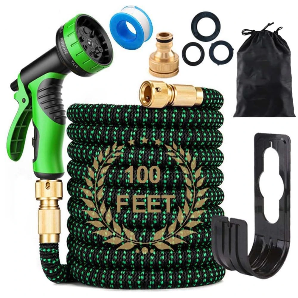 Blendra Expandable Garden Hose 100FT - Hosepipes for Garden Water Hose with 10-Way Spray Nozzle (3/4" & 1/2" Connectors) for Outdoor Gardening, Lawn Care & Home Use - Lightweight Durable