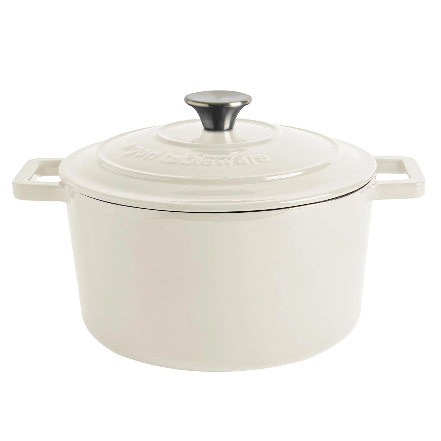 Argon Tableware 4.5L Round Cast Iron Casserole Dish with Self-Basting Lid - Pebble Gloss - 2.3L & 4.68L Induction Hob Cooking 4.75QT Dutch Oven Bread Baking Serving Roasting Stew Stock Pot Pan