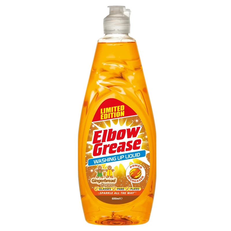 Elbow Grease Washing Up Liquid | Power Degreaser - Soap for Hand Washing Dishes, Pots, Pans & Glasses (Gingerbread, 600ml)
