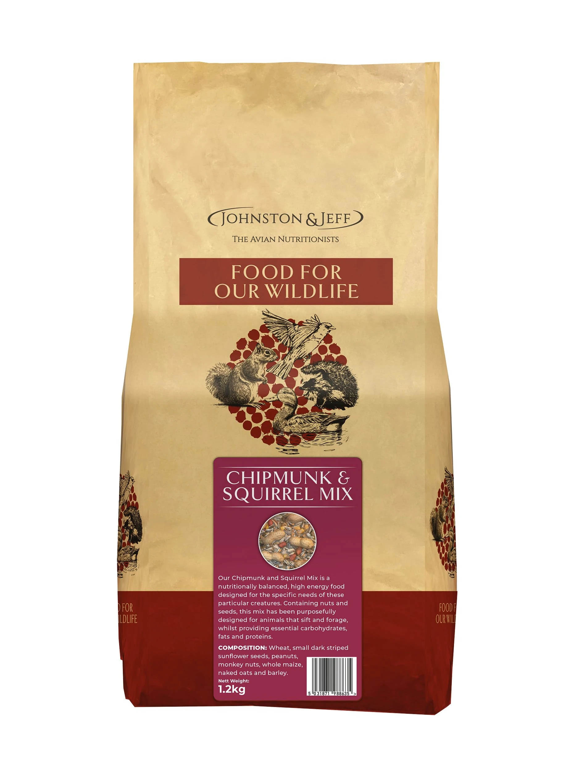 Johnston & Jeff 1.2kg Chipmunk & Squirrel Mix Premium Food Wildlife Seed