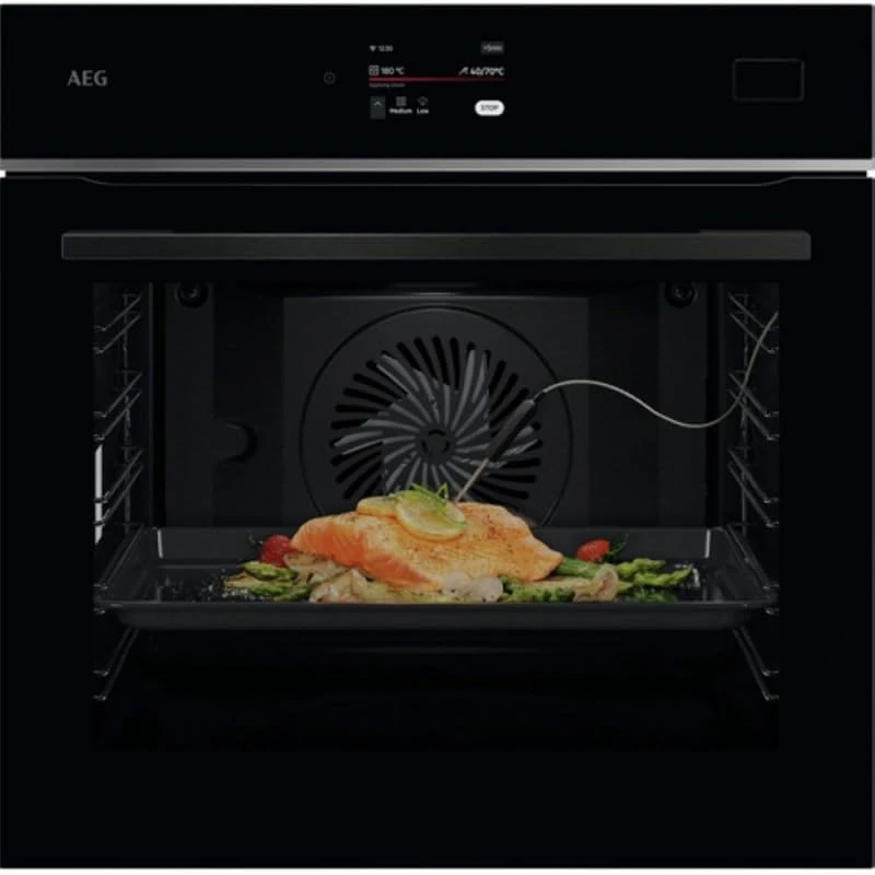 AEG TB8SB73ZAB Multifunction Oven, 70 L, Steam Cleaning, 25 Functions, 119 Automatic Programs, Thermal Probe, Steam Cooking, Touch Screen, WiFi Connectivity, Black
