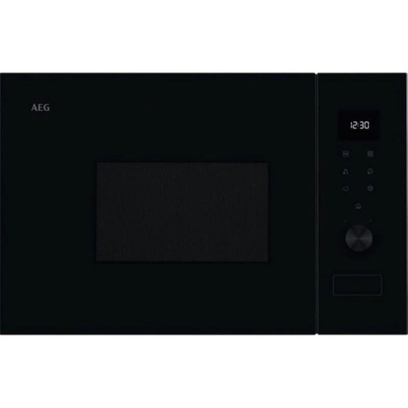 AEG OS5MG20EB Built-in Microwave, 20L, 800W, Grill, LED Display, Electronic Opening, Black with Stainless Steel Finish, Anti-Fingerprint