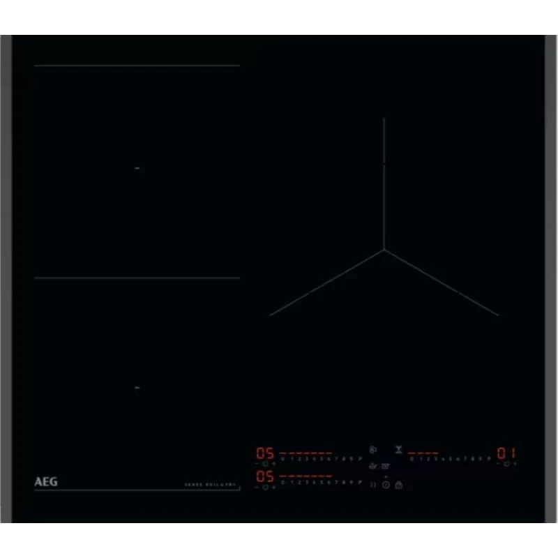 AEG TI63IQ3BFB Induction Hob, 60 cm, 3 Cooking Zones, SenseBoil & SenseFry, FlexiPuente, Hob2Hood System System, PowerBoost and Pause Function, Independent Slide Controls, Black