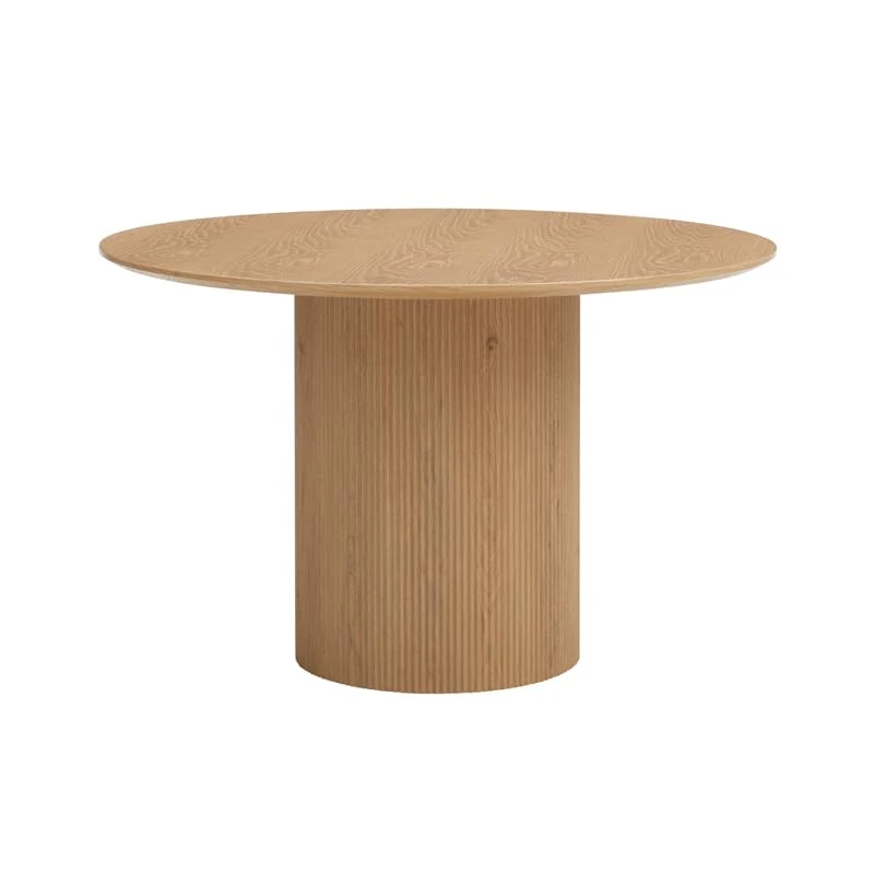 Home Detail Japandi Round Dining Table, Natural or Black Wooden Dinner Table for 4 or 6 People (Natural)