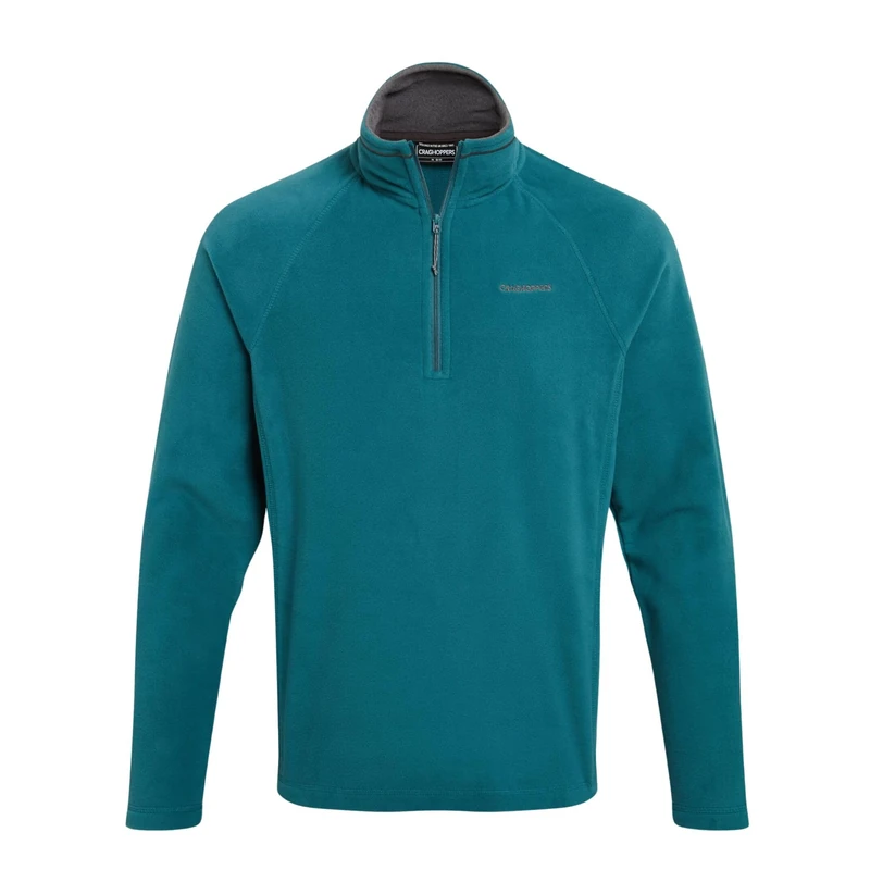 Crag hoppers Men's Corey VI Half Zip Fleece Lightweight Insulating Top, Sacramento Green, XXL