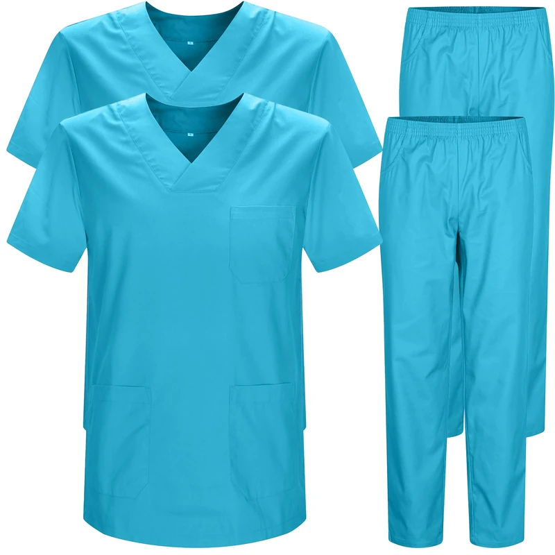 MISEMIYA Lot de 2 Uniformes Sanitaires Bz-2-817-8312 Pack of 2 – Unisex Sanitary Jacket and Trousers, Cyan, XXL