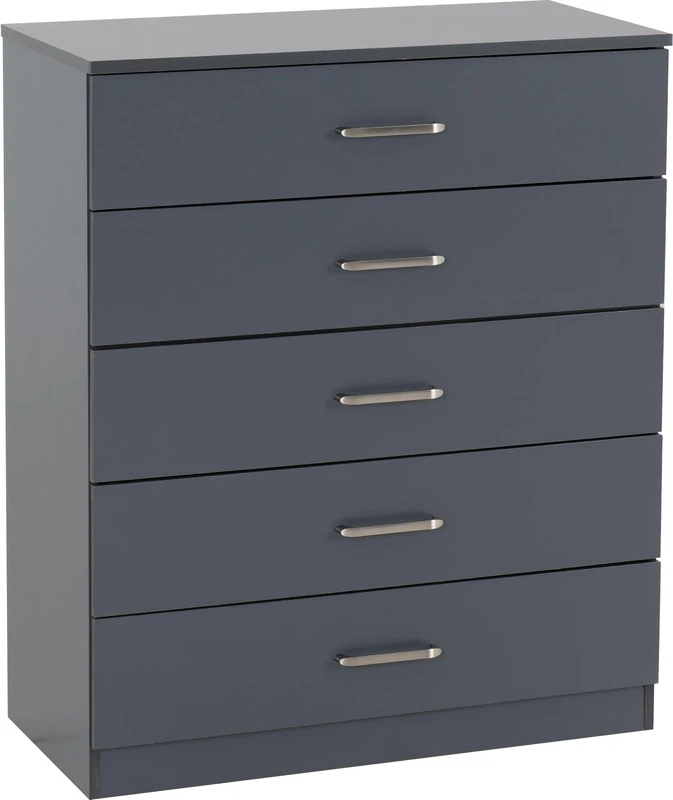 Seconique Dakota 5 Drawer Chest in Dark Grey
