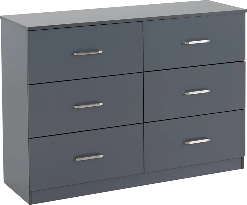 Seconique Dakota 6 Drawer Chest in Dark Grey