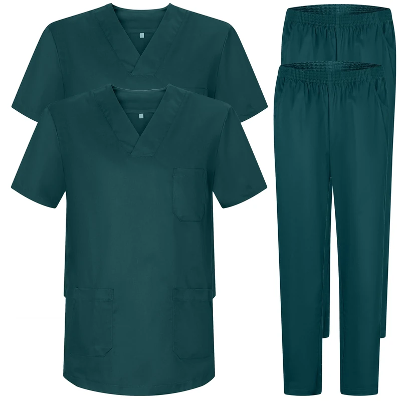 MISEMIYA Lot de 2 Uniformes Sanitaires Bz-2-817-8312 Pack of 2 – Unisex Sanitary Jacket and Trousers, Dark Green, XS - Image 1