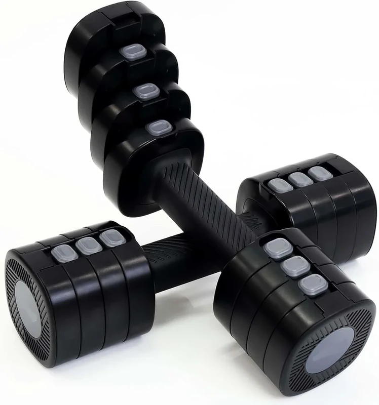Adjustable Dumbbell Set of 2 Weights from 1 to 2.5 kg Dumbbell 4 in 1 Fitness Equipment Gym Home Workout (Black)